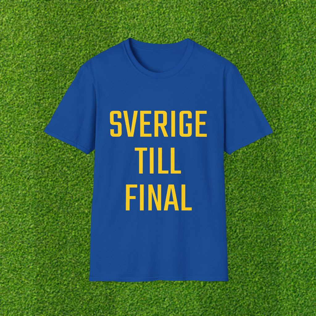 T-Shirt — SVERIGE TILL FINAL — SWE VM 2026 Blue & Yellow Soccer Tee